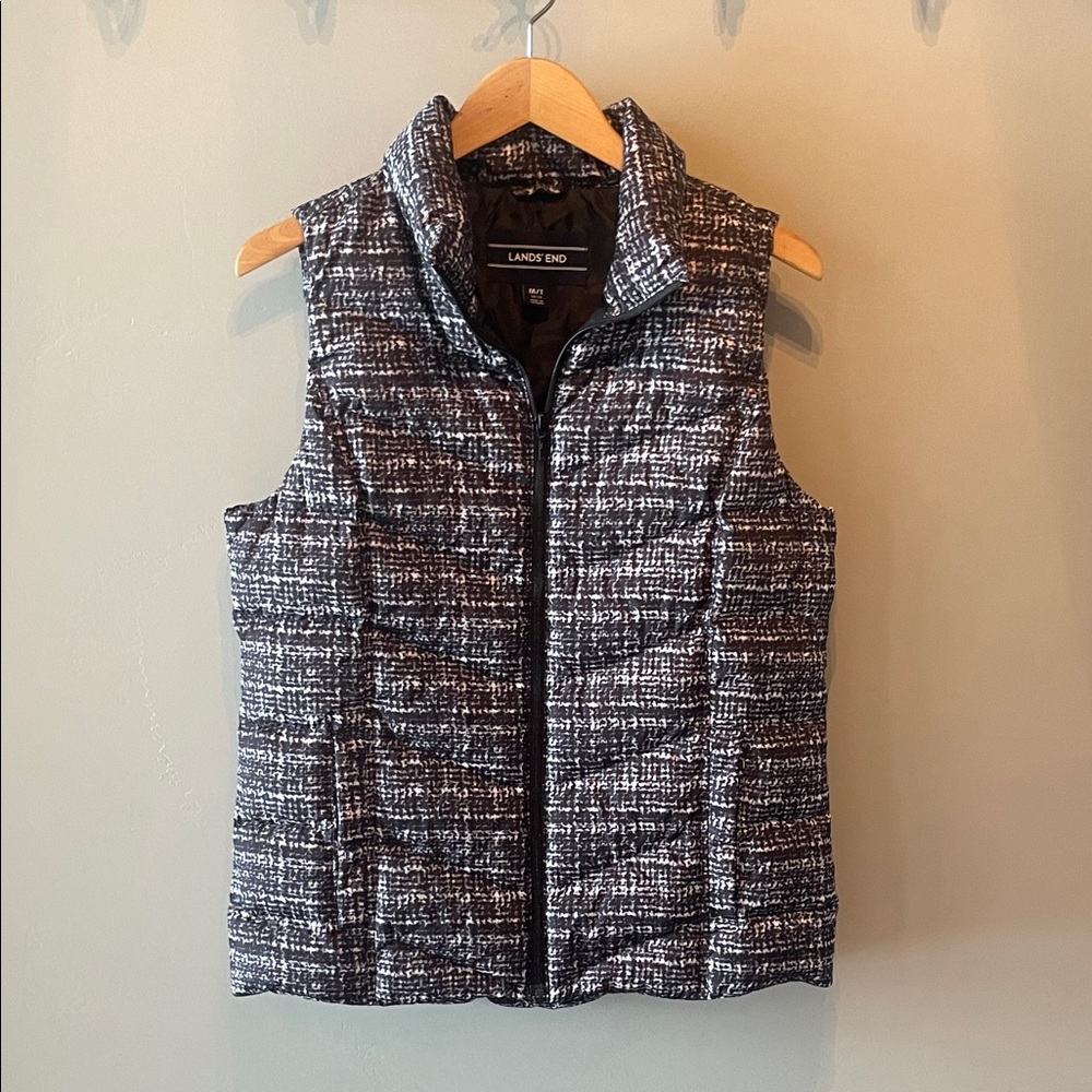 Lands' End‎ Women's Down Puffer Vest in Black and White Size M/T